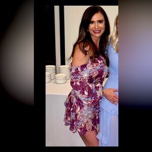 Rays for Days Gabriela Romper Off the Shoulder Purple Paisley